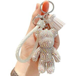 ✨ Bonici Women White Creative Cool Diamond Bear Design Pendant Keychain Gifts